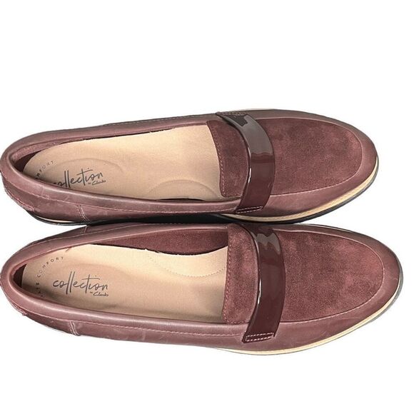 Clarks Sharon Form Burgundy Chunky Loafers Women’s Size 12 - Picture 5 of 11